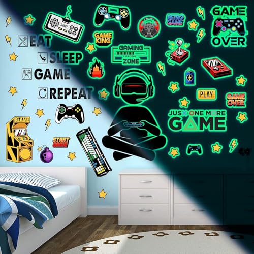 Leuchtende Gaming Wandsticker Selbstklebend Spiel Wandtattoo Kinderzimmer für Glühen im Dunkeln Aufkleber Gamer Leuchtsticker Wandtattoo für Junge Kinderzimmer Schlafzimmer Geschenke grün Leuchtende Gaming Wandsticker Selbstklebend Spiel Wandtattoo Kinderzimmer für Glühen im Dunkeln Aufkleber Gamer Leuchtsticker Wandtattoo für Junge Kinderzimmer Schlafzimmer Geschenke grün von palasasa