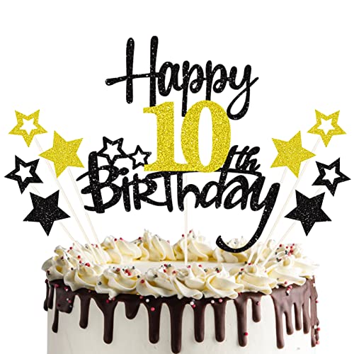 10 Geburtstag Tortendeko Happy 10 Birthday Cake Topper 10. Tortendeko 10th Kuchen Topper Glitzer Kuchendeko 10 Jahre Cupcake Toppers für 10 Geburtstag Party Dekoration von palasasa