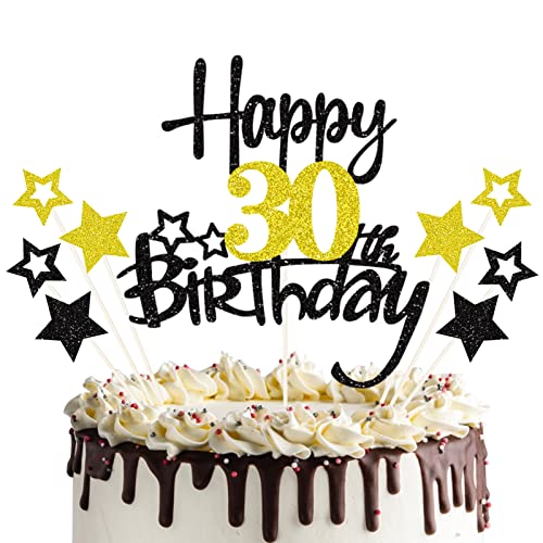 30 Geburtstag Tortendeko Happy 30 Birthday Cake Topper 30. Tortendeko 30th Kuchen Topper Glitzer Kuchendeko 30 Jahre Cupcake Toppers für 30 Geburtstag Party Dekoration von palasasa