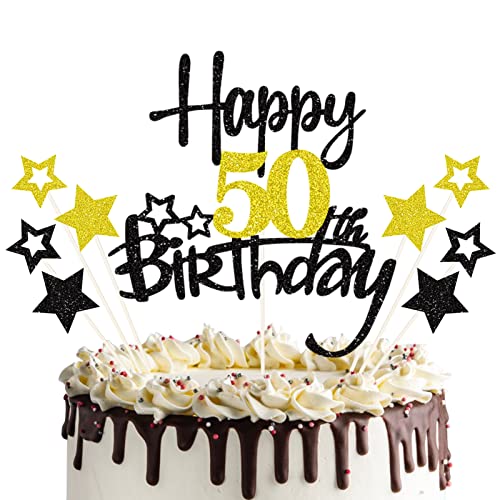 50 Geburtstag Tortendeko Happy 50 Birthday Cake Topper 50. Tortendeko 50th Kuchen Topper Glitzer Kuchendeko 50 Jahre Cupcake Toppers für 50 Geburtstag Party Dekoration von palasasa