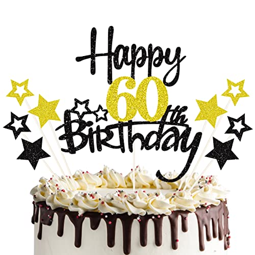 60 Geburtstag Tortendeko Happy 60 Birthday Cake Topper 60. Tortendeko 60th Kuchen Topper Glitzer Kuchendeko 60 Jahre Cupcake Toppers für 60 Geburtstag Party Dekoration von palasasa