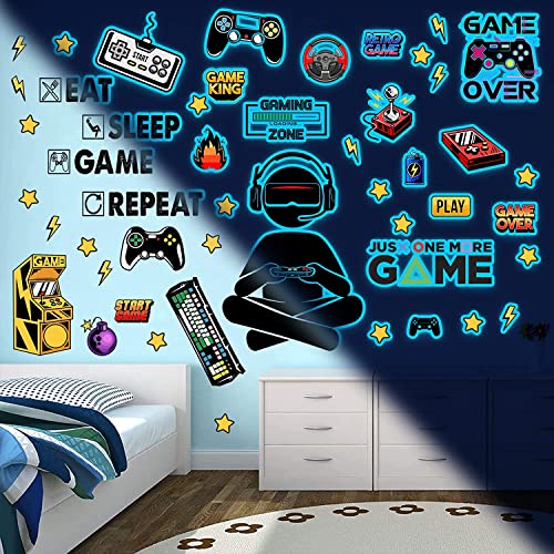 palasasa Leuchtende Gaming Wandsticker Selbstklebend Spiel Wandtattoo Kinderzimmer für Glühen im Dunkeln Aufkleber Gamer Leuchtsticker Wandtattoo für Junge Kinderzimmer Schlafzimmer Geschenke Blau palasasa Leuchtende Gaming Wandsticker Selbstklebend Spiel Wandtattoo Kinderzimmer für Glühen im Dunkeln Aufkleber Gamer Leuchtsticker Wandtattoo für Junge Kinderzimmer Schlafzimmer Geschenke Blau von palasasa