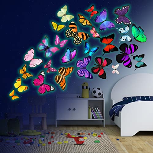 Leuchtende Wandtattoo Schmetterlinge Leuchtend Wandaufkleber Schmetterlinge Deko Schmetterling Wandsticker Wanddeko für Wohnzimmer Schlafzimmer Kinderzimmer Grün von palasasa