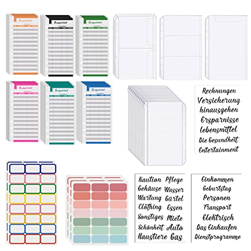 52Pcs Budget Planner für Finanzplaner,Budget Planner Deutsch,Budget Binder Nachfüllpapier 6 Löcher,Geld Organizer,Kosten Tracker Ausgabenblätter Rechnungs, Geld Sparen Mappe, Cash Stuffing von pampas