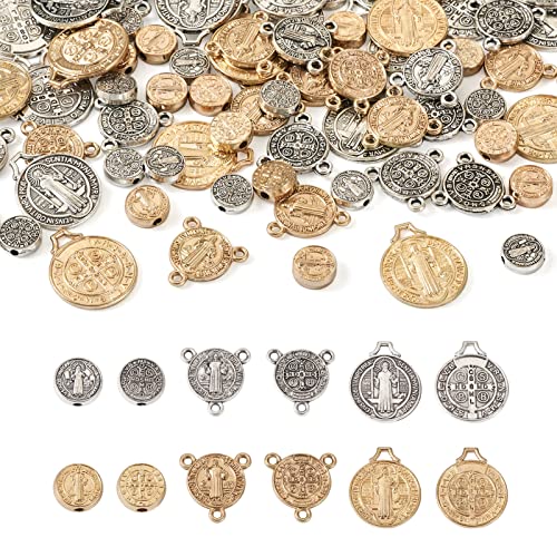 PH PandaHall Rosenkranz-Perlen-Set, Heiliger Benedikt, Legierung, lose Perlen, Abstandshalter, Anhänger, Glieder, Verbindungsstücke für selbstgemachte religiöse Schmuckherstellung, 120 Stück PH PandaHall Rosenkranz-Perlen-Set, Heiliger Benedikt, Legierung, lose Perlen, Abstandshalter, Anhänger, Glieder, Verbindungsstücke für selbstgemachte religiöse Schmuckherstellung, 120 Stück von pandahall