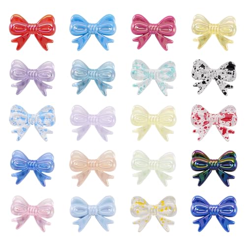 Pandahall 40 Stück Schleifen-Acrylperlen, niedliche Süßigkeiten-Farbpunkte, ästhetische Schleifenperlen, hübsche Fliege, lose Abstandshalter für Schmuckherstellung, Armband, Ohrringe von pandahall