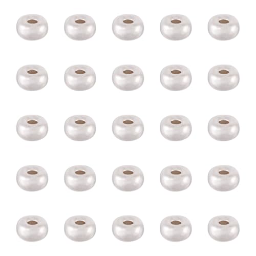 Pandahall Abstandshalter aus 925er-Sterlingsilber, glatte Rondelle-Kugel-Abstandshalter, 4 x 2 mm, lose Metallperlen für DIY-Schmuckherstellung, Ringe, Halsketten, Armbänder, 25 Stück von pandahall