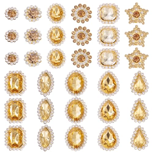 Pandahall Kristallglas-Strasssteine zum Aufnähen, verschiedene Formen, Metallsockel, flache Rückseite, Strasssteine zum Basteln, für Kleidung, Schuhe, Hüte, Hellgold, 100 Stück Pandahall Kristallglas-Strasssteine zum Aufnähen, verschiedene Formen, Metallsockel, flache Rückseite, Strasssteine zum Basteln, für Kleidung, Schuhe, Hüte, Hellgold, 100 Stück von pandahall