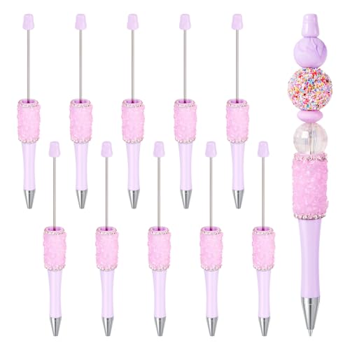pandahall Kristall-Kugelschreiber aus Kunststoff, glitzernde Diamanten, Strass, Perlenstift für Lehrer, Schule, Büro, Bastelbedarf, Flieder, 10 Stück von pandahall