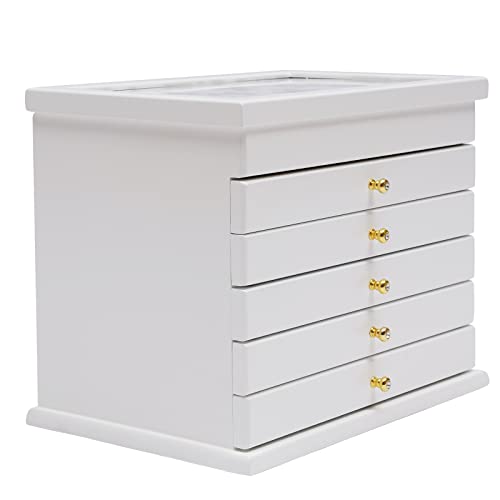 Holz Schmuckkästchen Schmuckaufbewahrung Schmuckkasten Schmuckschatulle Jewelry Box Holzschmuckkasten Weiß, 6 Schichten, Freistehend, Schmuckorganizer für Ringe, Ohrringe, Armbänder, Halsketten Holz Schmuckkästchen Schmuckaufbewahrung Schmuckkasten Schmuckschatulle Jewelry Box Holzschmuckkasten Weiß, 6 Schichten, Freistehend, Schmuckorganizer für Ringe, Ohrringe, Armbänder, Halsketten von panfudongk