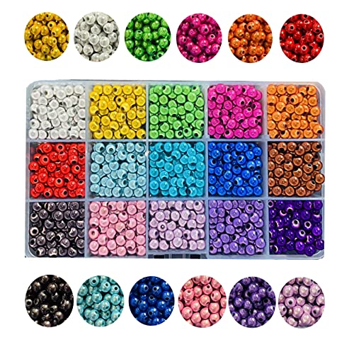 Wunderperlen für Schmuckherstellung, 6 mm runde Perlen, 1200 Stück, 15 Farben, für Armbänder, fantastisches Aussehen unter Sonnenschein und Licht, 1200 Stück von pangaeawalker