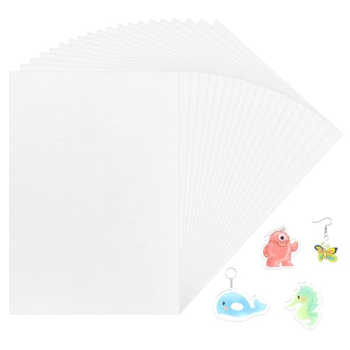 pangdapengpeng 20 Stück Schrumpffolie Durchscheinend A4, Schrumpfpapier Plastic, Matt Schrumpffolien, Schrumpffolienplatten Dicke 0.3mm für Machen Schlüsselanhänger, Ohrhaken (A4) von pangdapengpeng