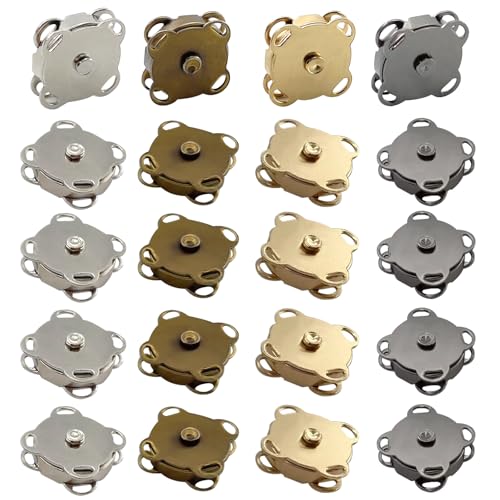 pangutheos 20 Stück Magnetverschluss Tasche, 14 mm Magnetknöpfe zum Annähen 4 Farben Metall Magnet Druckknopf mit Nählöchern für Taschen Kleidung Kunsthandwer pangutheos 20 Stück Magnetverschluss Tasche, 14 mm Magnetknöpfe zum Annähen 4 Farben Metall Magnet Druckknopf mit Nählöchern für Taschen Kleidung Kunsthandwer von pangutheos