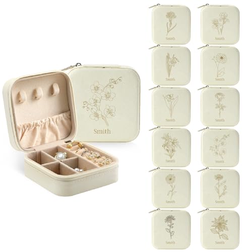 papasgix Personalisierte Schmuckkästchen Reise, Personalisiert Schmuckschatulle mit Name und Blume, Individuelles Schmuckbox Mädchen Jewelry Box Geschenke Kinder Frau von papasgix