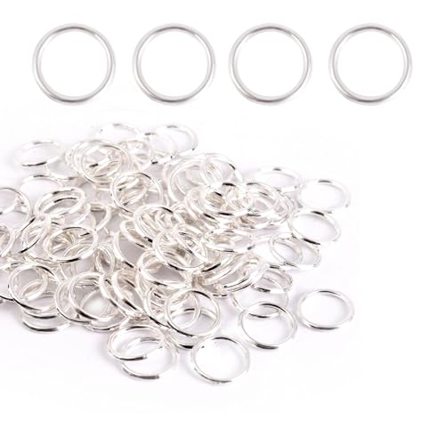 papasgix Silberfarbene Binderinge zur Schmuckherstellung, 100/500 Stück, 4/6/12/14 mm, goldfarben, geschlossene Binderinge für DIY-Armbänder, Ohrringe, Halsketten (Silber, 10 mm, 100 Stück) von papasgix