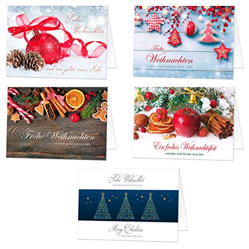 10 Exklusive Weihnachtskarten (Klappkarten) mit Umschlag, perfekt für stilvolle Grüße an Geschäftspartner und Freunde von paperSky