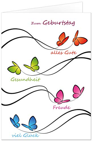 20 Geburtstagskarten Schmetterlinge, Klappkarten 17x12 cm mit Umschlag von paperSky