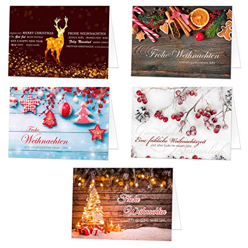 20 Weihnachtskarten (Klappkarten) im Set mit Umschlag, Perfekt für stilvolle Grüße an Geschäftspartner und Freunde von paperSky