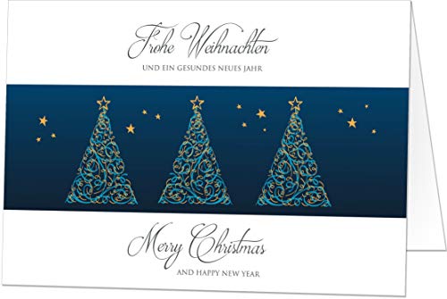 Hochwertige Weihnachtskarten (100 Klappkarten) Weihnachtsbäume mit Umschlag, perfekt für stilvolle Grüße an Geschäftspartner und Freunde von paperSky