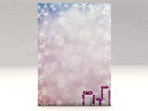 Weihnachtliches Motivpapier Purple Present, A4, 20 Blatt Briefpapier mit Motiv von paperandpicture.de