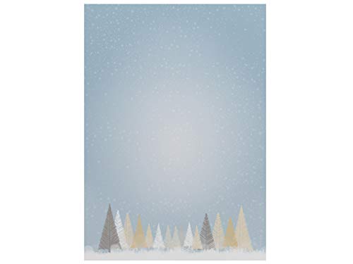 Weihnachtsbriefpapier | Winterlicher Märchenwald | 100 Blatt Motivpapier DIN A4 von paperandpicture.de