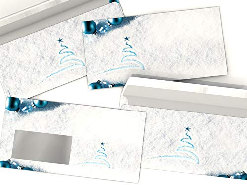 Weihnachtsbriefumschlag | Spuren im Schnee | 10 Umschläge MIT FENSTER | weihnachtliches Motiv | Briefumschlag DIN LANG von paperandpicture.de