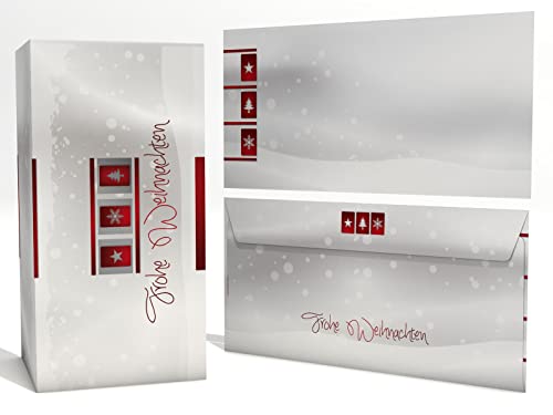 Weihnachtskarten Set | Weisse Weihnacht | 50 Klappkarten DIN LANG | 50 Briefumschläge | Kuvert im DIN LANG-Format | Karten Set von paperandpicture.de