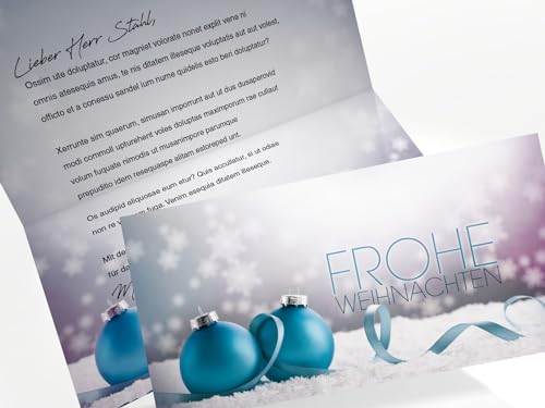 Weihnachtskarten | Weihnachtskugeln im Schnee | Klappkarten mit bedruckbarem Einleger | für Ink Laser Copy Hand von paperandpicture.de