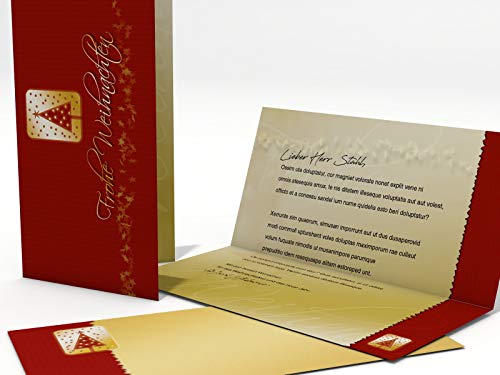 Weihnachtskarten bedruckbar | Frohe Weihnachten | 100 Klappkarten | 100 Briefumschläge DIN LANG | Karten Set von paperandpicture.de