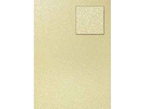 papieto Glitterkarton/Spezialpapier Glitter Effekt (32 Farben / A4-21,0 x 29,7 cm - 200 g/m2-1 Blatt) Farbe FREI WÄHLBAR (HELLGOLD) von papieto