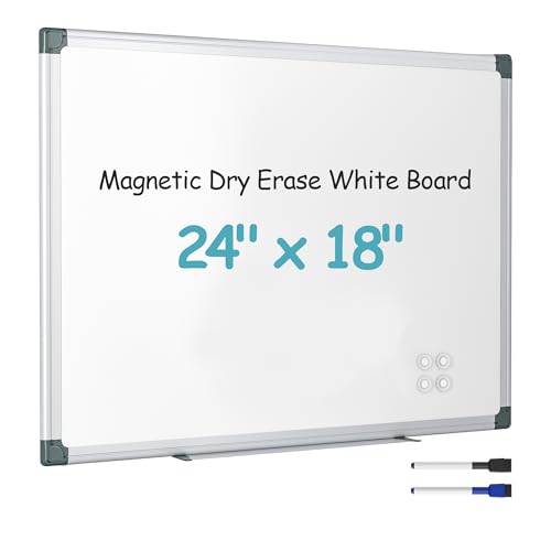 Paporia Whiteboard, 61 x 45,7 cm, trocken abwischbare Tafel für die Wand, hängende Aluminium-Magnet-Whiteboard, Magnettafel mit 1 Radiergummi, 2 Markern und 4 Magneten für Studentenwohnheim, Schule von paporia