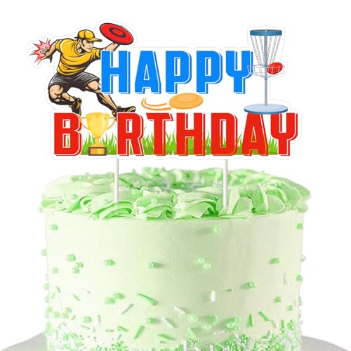 Disc Golf Kuchen Topper Disc Golf Party Dekorationen Disc Golfer Glückwunsch Geburtstag Kuchen Pick Sport Thema Kuchen Dekorationen für Kinder Erwachsene Geburtstag Party Zubehör von partiqla