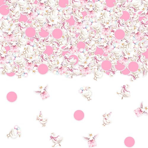 Gänse-Konfetti, rosa Schleife, Gans, Tischstreuung, alberne Gänse, Party-Dekorationen, Bauernhoftier-Tischdekorationen für Mädchen, Babyparty, Geburtstag, Partyzubehör, 200 Stück von partiqla