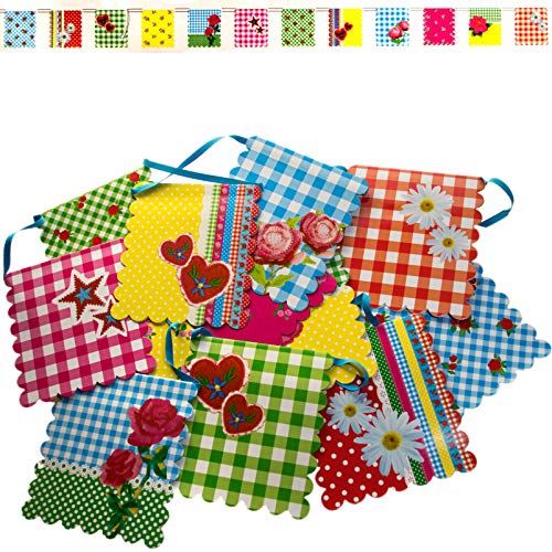 Party-Girlande Bunt, 12 Wimpel (16 x 17 cm), 4 m Gesamtlänge. Geburtstagsgirlande Wimpelkette Dekokoration … von party planet