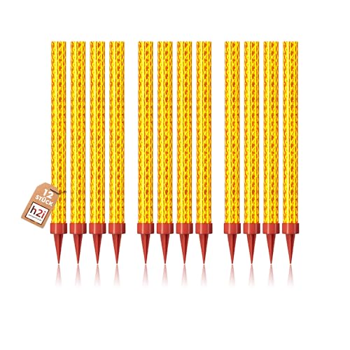 12 Stück 18 cm h2i "XXS" Pack Eissterne Eisfontäne Sprühkerze für Verlobung-Hochzeit-Geburtstag Jugend-Party-Tisch-Feuerwerk Deko für Kuchen Torten Flaschen + unser h2i & eissterne Feuerzeug von h2i
