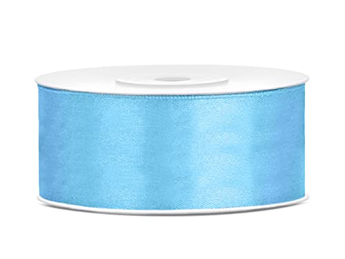 25m Satinband Satin Geschenkband hellblau 25mm breit von PartyDeco