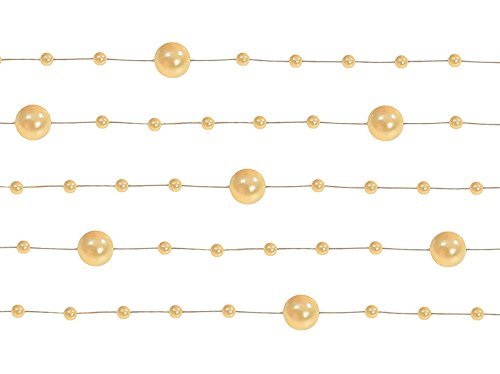deCOnzept 10 x 1,3m Perlengirlanden Tischdeko Hochzeit Kommunion Geburtstag Taufe Floristik (pastelgold) von partydeco.pl