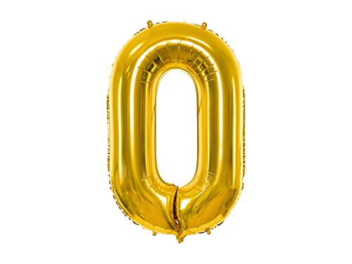 Party Deco Helium Luftballon - Geburtstag Deko - Folienballon - Zahl 0 - Gold - 86 cm von PartyDeco