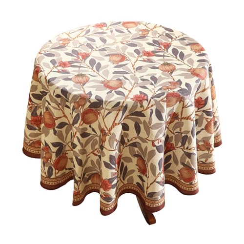 patdrea Braune Designer-Tischdecke für runde Tische, Rahmenhaus-Leinen, Granatäpfel und Blätter, Baum-Leinen-Tischdecke, Herbstfrüchte, Tischdekoration für Küche, Esszimmer, Weihnachten, Durchmesser patdrea Braune Designer-Tischdecke für runde Tische, Rahmenhaus-Leinen, Granatäpfel und Blätter, Baum-Leinen-Tischdecke, Herbstfrüchte, Tischdekoration für Küche, Esszimmer, Weihnachten, Durchmesser von patdrea