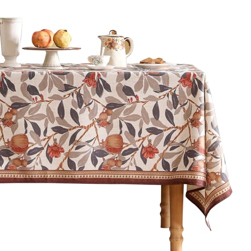patdrea Designer-Tischdecke, rechteckig, Leinen, Granatäpfel und Blätter, Baummuster, Herbstfrüchte, Tischdecke, Dekoration für Küche, Esszimmer, Weihnachten, 139,7 x 180,3 cm, Braun patdrea Designer-Tischdecke, rechteckig, Leinen, Granatäpfel und Blätter, Baummuster, Herbstfrüchte, Tischdecke, Dekoration für Küche, Esszimmer, Weihnachten, 139,7 x 180,3 cm, Braun von patdrea
