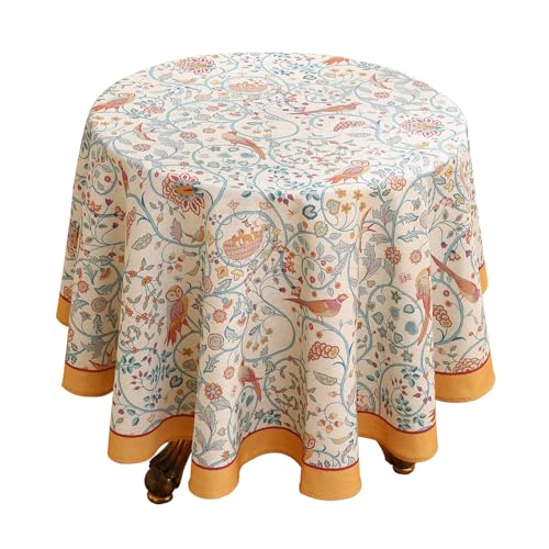 patdrea Designer Tischdecke Gelb Französisch Frühling Sommer Rustikale Leinen Tischdecke mit Blumen und Vögeln Muster für runde Tische Dekorative Tischdecke für Küche Esszimmer Urlaub Bankett patdrea Designer Tischdecke Gelb Französisch Frühling Sommer Rustikale Leinen Tischdecke mit Blumen und Vögeln Muster für runde Tische Dekorative Tischdecke für Küche Esszimmer Urlaub Bankett von patdrea