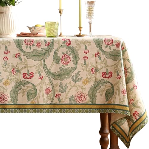 patdrea Designer-Tischdecke für quadratische Tische, Vintage-Leinen, mit Blättern und Blumenmuster, Bauernhaus-Blumen-Tischdecke, Dekoration für Küche, Esszimmer, Weihnachten, 170,2 x 170,2 cm, Grün patdrea Designer-Tischdecke für quadratische Tische, Vintage-Leinen, mit Blättern und Blumenmuster, Bauernhaus-Blumen-Tischdecke, Dekoration für Küche, Esszimmer, Weihnachten, 170,2 x 170,2 cm, Grün von patdrea