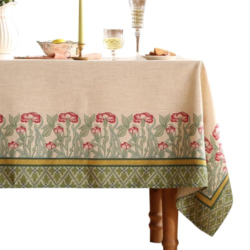 patdrea Designer-Tischdecke für quadratische Tische, Vintage-Leinen, mit Blättern und Blumenmuster, Bauernhaus-Blumen-Tischdecke, Dekoration für Küche, Esszimmer, Weihnachten, 170,2 x 170,2 cm, Grün patdrea Designer-Tischdecke für quadratische Tische, Vintage-Leinen, mit Blättern und Blumenmuster, Bauernhaus-Blumen-Tischdecke, Dekoration für Küche, Esszimmer, Weihnachten, 170,2 x 170,2 cm, Grün von patdrea
