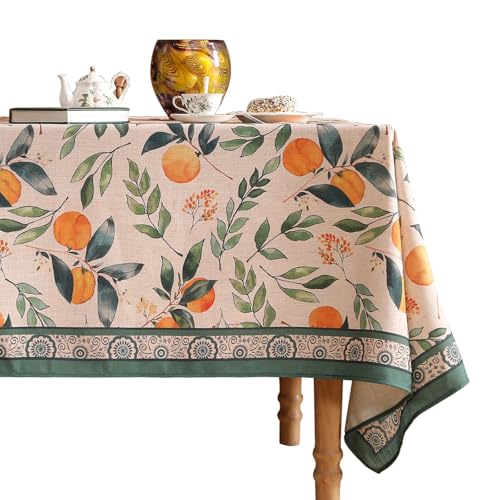 patdrea Designer-Tischdecke für rechteckige Tische, Rahmenhaus, Leinen, Orangen und Blätter, Baummuster, Tischdecke, Herbstfrüchte, Tischdecke, Dekoration für Küche, Esszimmer, Weihnachten, 140 x 200 patdrea Designer-Tischdecke für rechteckige Tische, Rahmenhaus, Leinen, Orangen und Blätter, Baummuster, Tischdecke, Herbstfrüchte, Tischdecke, Dekoration für Küche, Esszimmer, Weihnachten, 140 x 200 von patdrea