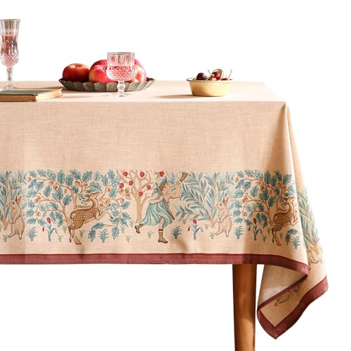 patdrea Designer-Tischdecke für rechteckige Tische, Vintage, elegant, französisches Leinen mit Bäumen und Kindermuster, Bauernhaus-Tischdecke, Dekoration für Küche, Esszimmer, Weihnachten, 140 x 200 patdrea Designer-Tischdecke für rechteckige Tische, Vintage, elegant, französisches Leinen mit Bäumen und Kindermuster, Bauernhaus-Tischdecke, Dekoration für Küche, Esszimmer, Weihnachten, 140 x 200 von patdrea