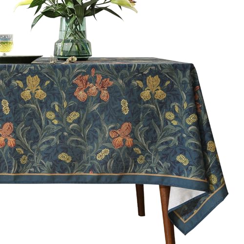 patdrea Designer-Tischdecke für rechteckige Tische, luxuriöser Samt, knitterfrei, Blumenmuster, dekorative Tischdecke für Küche, Esszimmer, 160 x 259 cm, Blau patdrea Designer-Tischdecke für rechteckige Tische, luxuriöser Samt, knitterfrei, Blumenmuster, dekorative Tischdecke für Küche, Esszimmer, 160 x 259 cm, Blau von patdrea