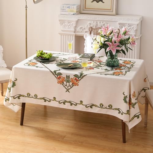 patdrea Designer-Tischdecke für rechteckige Tische, luxuriöser Samt, knitterfrei, Blumenmuster, dekorative Tischdecke für Küche, Esszimmer, 160 x 259 cm, Gelb patdrea Designer-Tischdecke für rechteckige Tische, luxuriöser Samt, knitterfrei, Blumenmuster, dekorative Tischdecke für Küche, Esszimmer, 160 x 259 cm, Gelb von patdrea