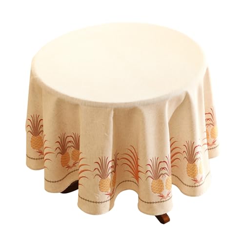 patdrea Designer-Tischdecke für runde Tische, Ananas-Baum-Muster, Leinen-Tischdecke, tropischer Stil, Obst-Tischdecke, Dekoration für Küche, Esszimmer, Weihnachten, Durchmesser 140 cm, Orange patdrea Designer-Tischdecke für runde Tische, Ananas-Baum-Muster, Leinen-Tischdecke, tropischer Stil, Obst-Tischdecke, Dekoration für Küche, Esszimmer, Weihnachten, Durchmesser 140 cm, Orange von patdrea