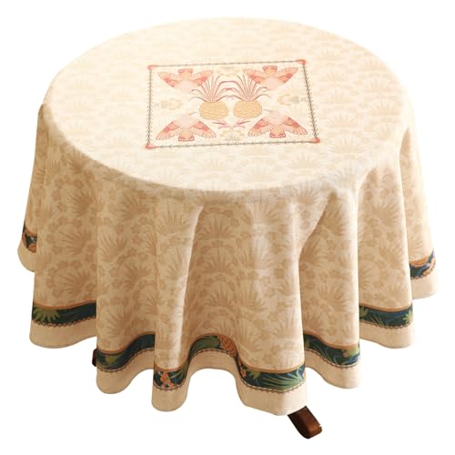 patdrea Designer-Tischdecke für runde Tische, Ananas-Baum-Muster, Leinen-Tischdecke, tropischer Stil, Obst-Tischdecke, Dekoration für Küche, Esszimmer, Weihnachten, Durchmesser 140 cm, Orange patdrea Designer-Tischdecke für runde Tische, Ananas-Baum-Muster, Leinen-Tischdecke, tropischer Stil, Obst-Tischdecke, Dekoration für Küche, Esszimmer, Weihnachten, Durchmesser 140 cm, Orange von patdrea