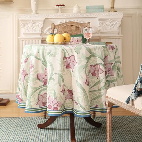 patdrea Designer-Tischdecke für runde Tische, Rahmenhaus, Leinen, Veilchen und Blätter, elegante Blumen-Tischdecke, Dekoration für Küche, Esszimmer, Weihnachten, Durchmesser 170,2 cm, Violett patdrea Designer-Tischdecke für runde Tische, Rahmenhaus, Leinen, Veilchen und Blätter, elegante Blumen-Tischdecke, Dekoration für Küche, Esszimmer, Weihnachten, Durchmesser 170,2 cm, Violett von patdrea